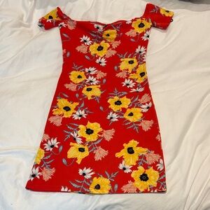 H&M Red Floral Mini Dress